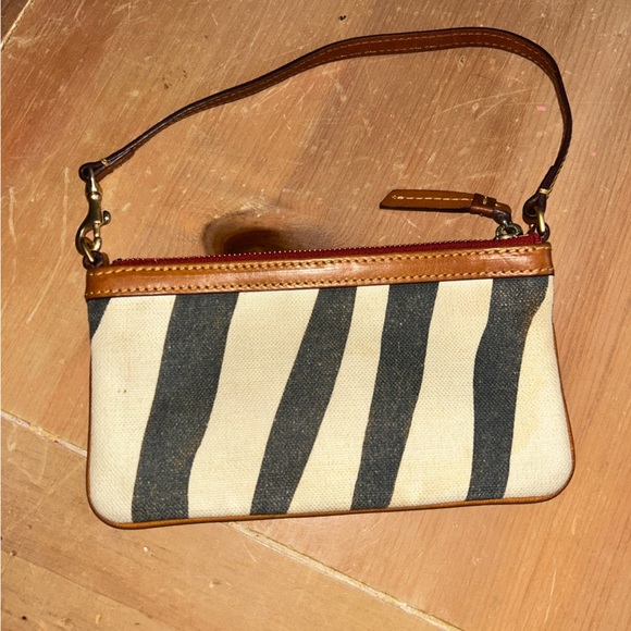 Striped Wristlet with Leather Trim - Picture 2 of 3